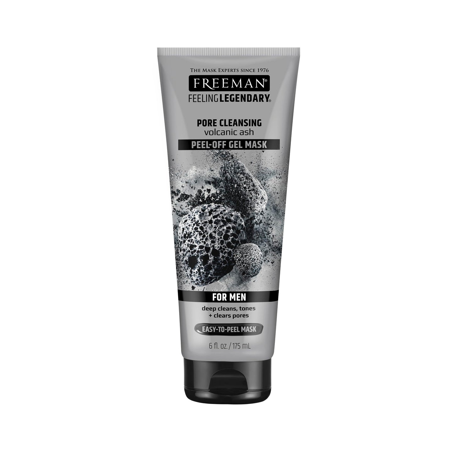 FREEMAN Pore Clearing Volcanic Ash Peel-Off Gel Facial Mask For Men, 6 fl. oz ./175 mL Tube