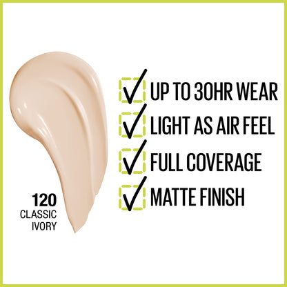 Maybelline New York SuperStay Full Coverage Foundation, Classic Ivory