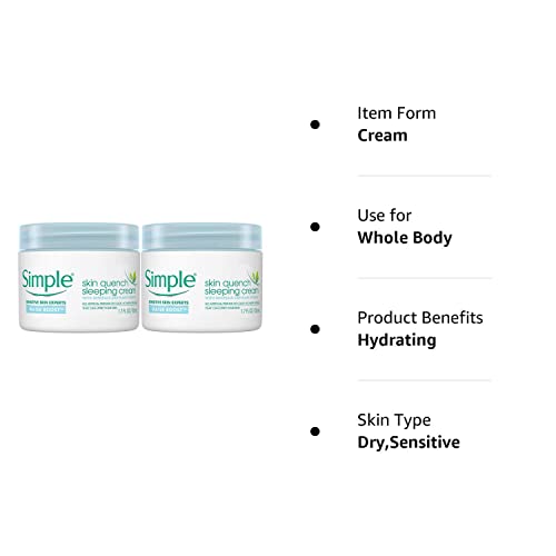 Simple Sensitive Skin Experts WATER BOOST Skin Quenching Sleeping Cream with Minerals and Plant Extracts  1.7 fl oz