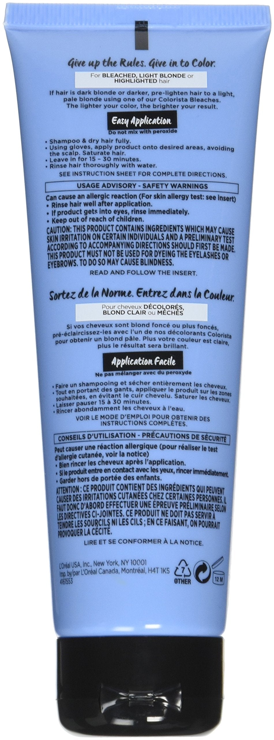 L'Oreal Paris Colorista Semi Permanent Hair Color, Light Bleached Blondes Blue