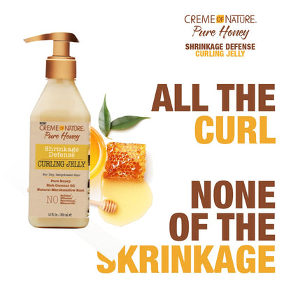 Creme of Nature Pure Honey Curl Shrinkage Defense Curling Jelly, 12 oz