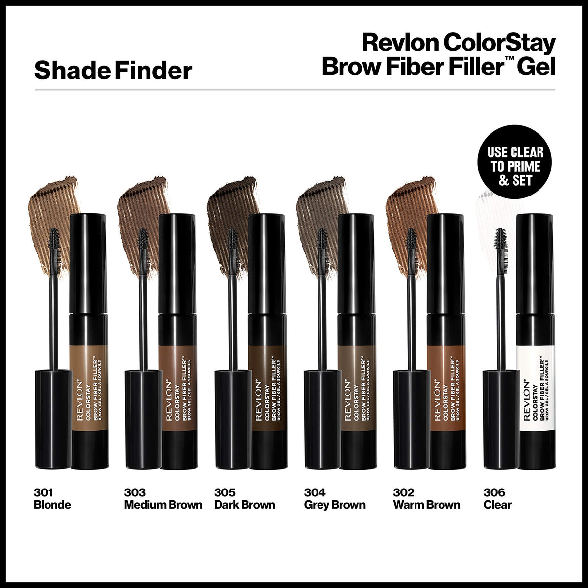 Revlon ColorStay Brow Fiber Filler, Waterproof Eyebrow Enhancer Gel, 302 Warm Brown