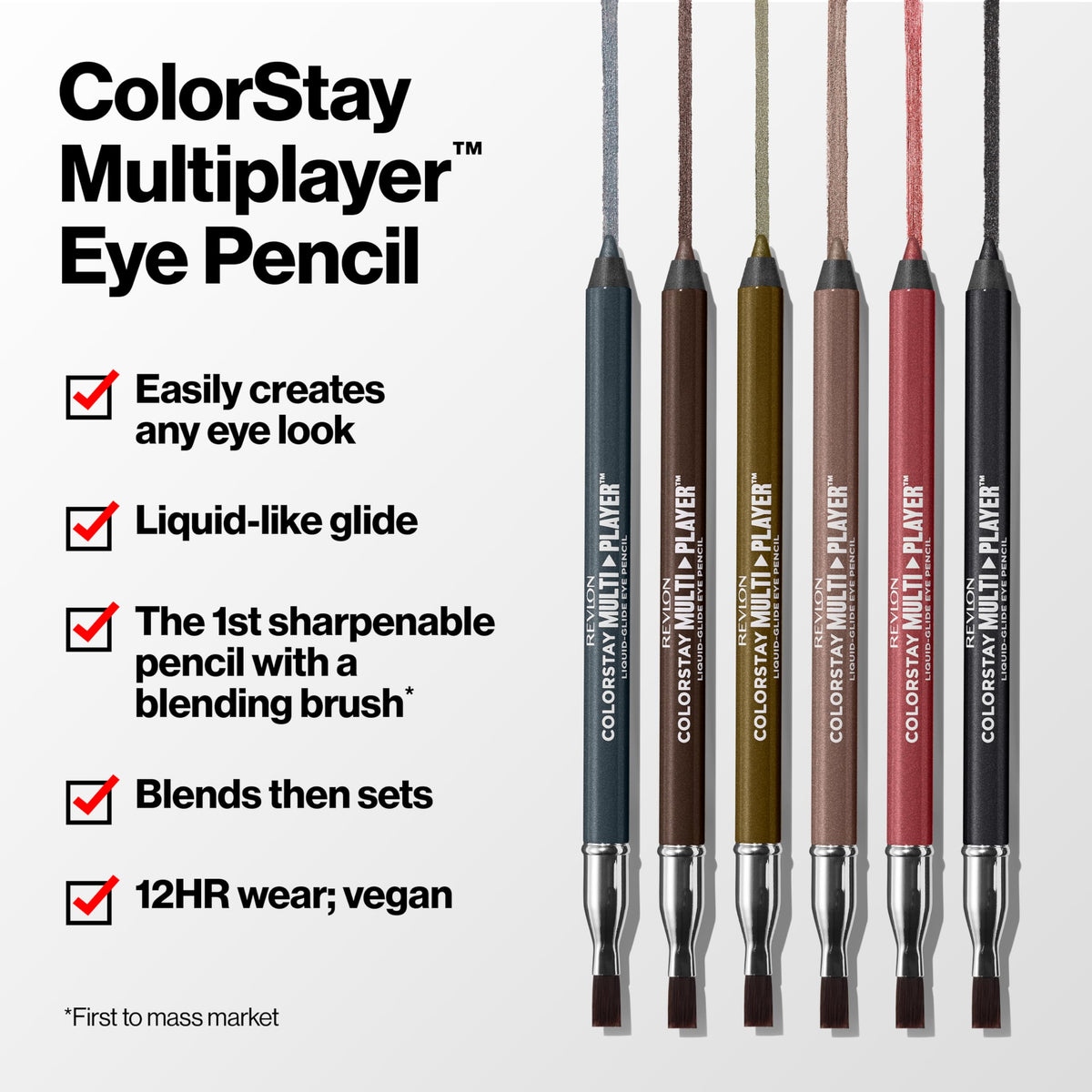 Revlon ColorStay Multiplayer Liquid-Glide Eye Pencil, Waterproof Eye Liner, 406 Queen of Hearts, 0.03 oz