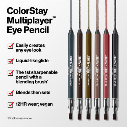 Revlon ColorStay Multiplayer Liquid-Glide Eye Pencil, Waterproof Eye Liner, 406 Queen of Hearts, 0.03 oz