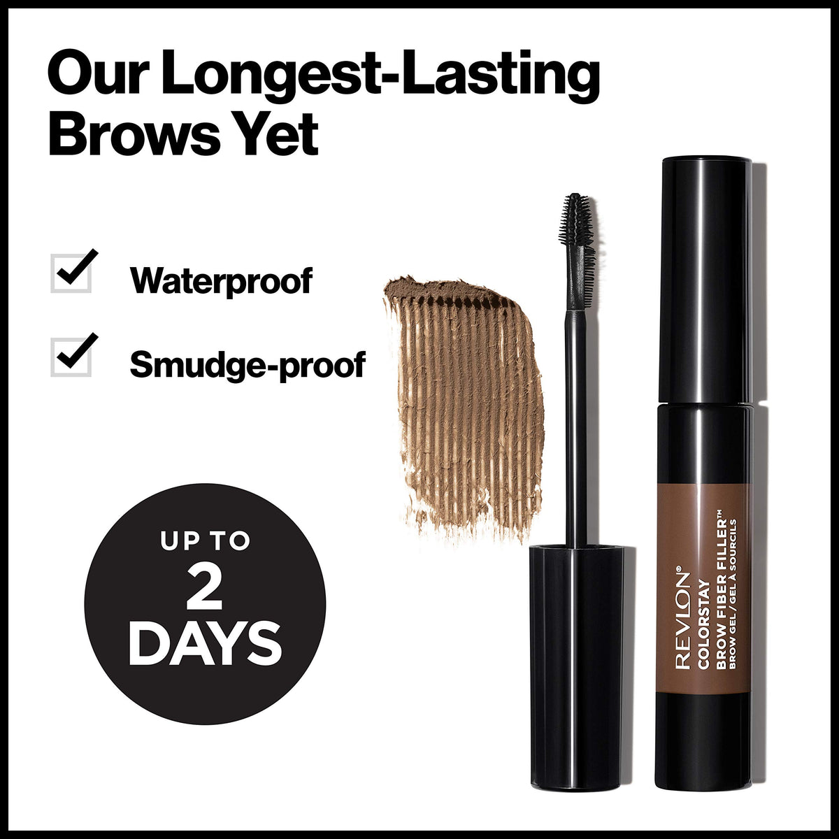 Revlon ColorStay Brow Fiber Filler, Waterproof Eyebrow Enhancer Gel, 302 Warm Brown