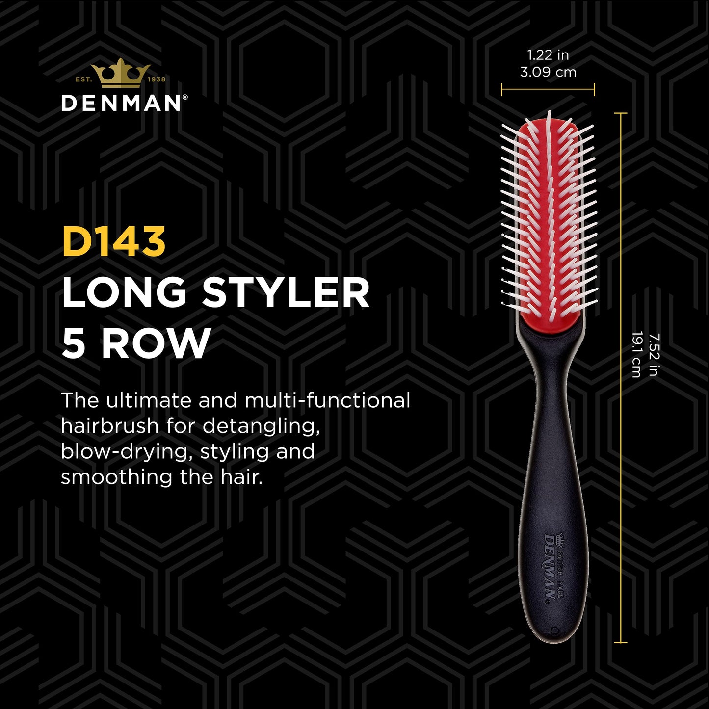 Denman Curly Hair Brush D143 -New, Box slightly  damaged