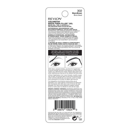 Revlon ColorStay Brow Fiber Filler, Waterproof Eyebrow Enhancer Gel, 302 Warm Brown