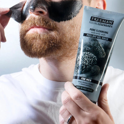 FREEMAN Pore Clearing Volcanic Ash Peel-Off Gel Facial Mask For Men, 6 fl. oz ./175 mL Tube