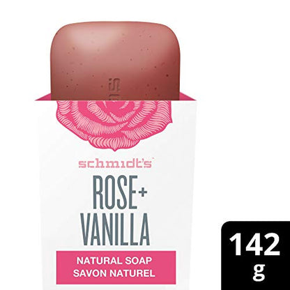 schmidt's ROSE + VANILLA Natural Soap with Exfoliating Vanilla Bean  5oz