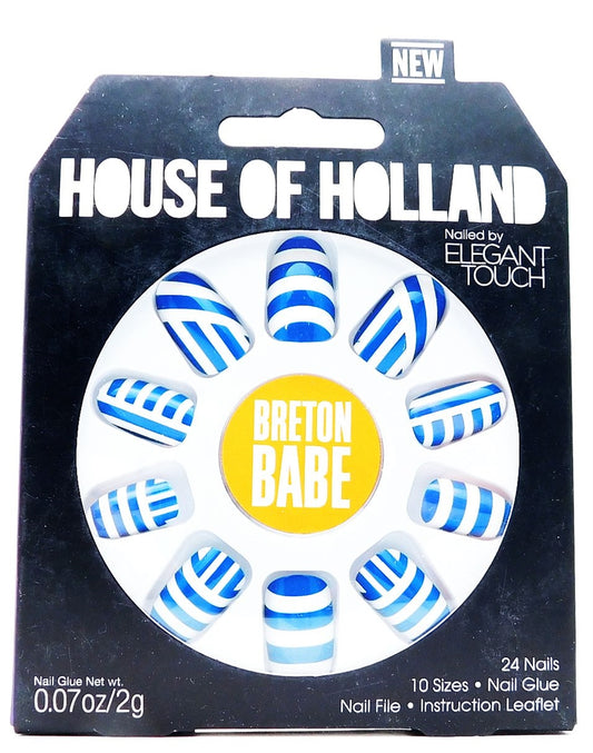 House of Holland Nailed by Elegant Touch  Breton Babe Stripe Tease: 24 nails, nail glue .07 Oz., nail file