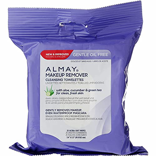 Almay SO BAESIC Gentle, Oil Free Makeup Remover Cleansing Towelettes,  25 soft-wipes, 7.4x7.2"
