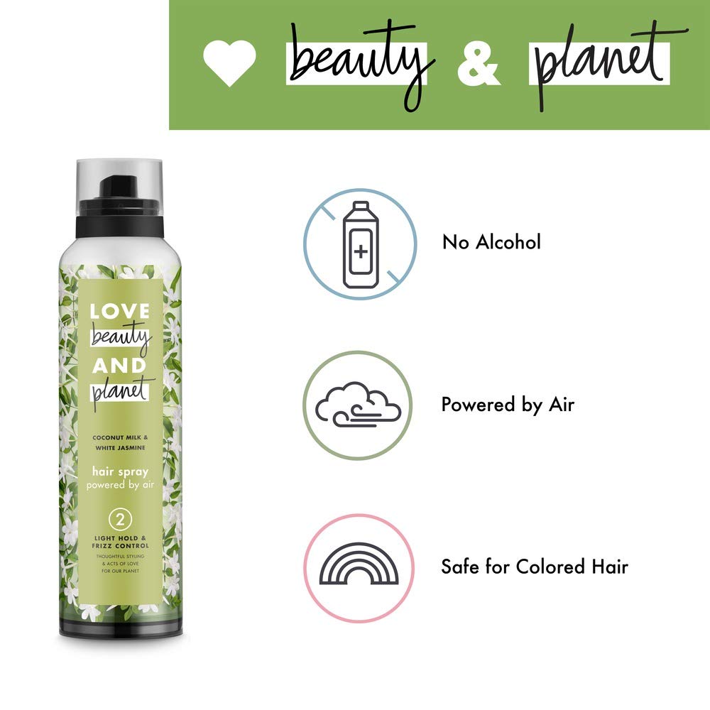 Love Beauty and Planet Coconut Milk & White Jasmine Frizz Control, Volumizing Flexible Hold Hair Spray, 6.8 oz