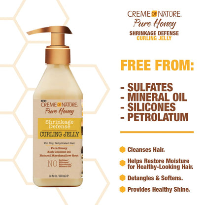 Creme of Nature Pure Honey Curl Shrinkage Defense Curling Jelly, 12 oz