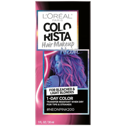L'Oreal Paris Colorista Hair Makeup 1-Day Hair Color, Neon Pink 200 (for blondes), 1 fl. oz.