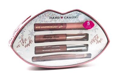Hard Candy IN THE NUDE Lip Color Set: Plumping Serum, Velvet Mousse Lip Gloss, Cashmere Silk Lip Gloss (.11oz each,)  Lip Liner Pencil  .02oz