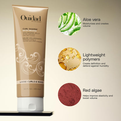 Ouidad Curl Shaper Out Of Thin Hair Curl Jelly, Crunch-Free Formula Hair Volumizer 8.5 oz
