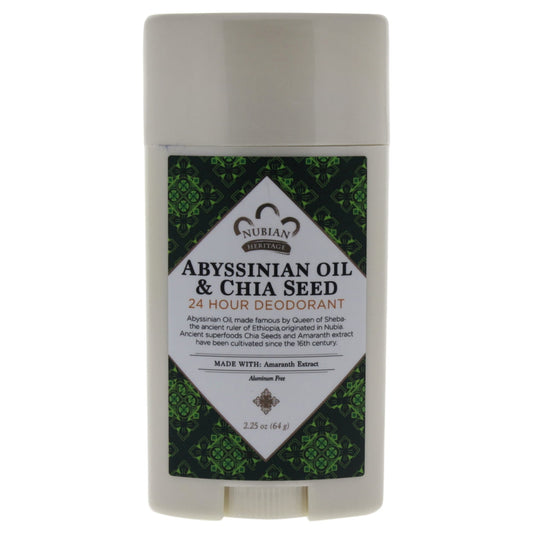 Nubian Heritage Deodorant All Skin Types Abyssinian & Chia Seed Made with Fair Trade Shea Butter 2.25 oz