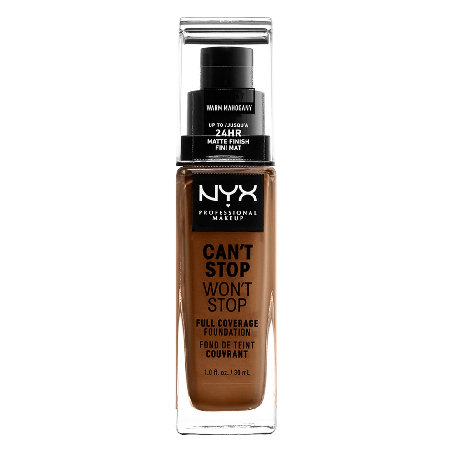 NYX Professional Makeup Can't Stop Won't Stop Liquid Foundation, Matte Finish, Waterproof, Warm Mahogany
