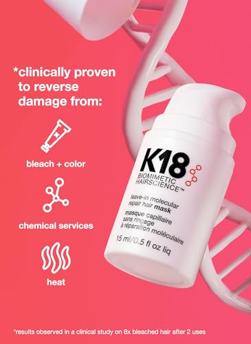 K18 Leave-In Repair Hair Mask Treatment to Repair Dry or Damaged Hair - 4 Minutes to Reverse Hair Damage from Bleach, Color, Chemical Services and Heat