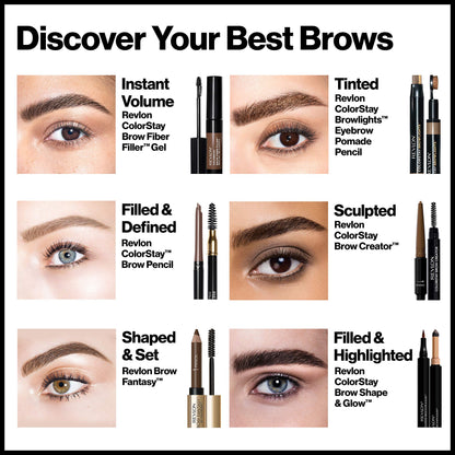 Revlon ColorStay Brow Fiber Filler, Waterproof Eyebrow Enhancer Gel, 302 Warm Brown