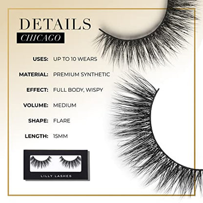 Lilly Lashes CHICAGO Premium Synthetic Mink Lashes, One Pair