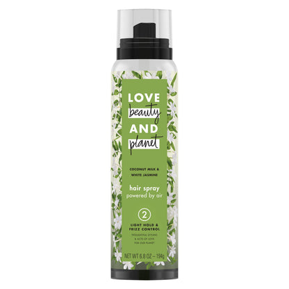 Love Beauty and Planet Coconut Milk & White Jasmine Frizz Control, Volumizing Flexible Hold Hair Spray, 6.8 oz