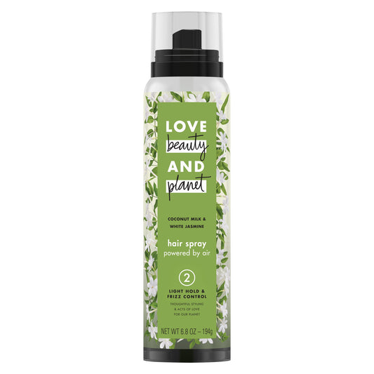 Love Beauty and Planet Coconut Milk & White Jasmine Frizz Control, Volumizing Flexible Hold Hair Spray, 6.8 oz