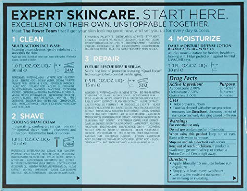 LAB SERIES Skincare for Men Set: Clean Multi-Action Face Waxh 1 fl oz, Shave Cooling Shave Crfeam  1 fl oz, Repair Furure Rescue Repair Serum  .5 fl oz, Moisturize Defense Lotion SPF 15  1 fl oz