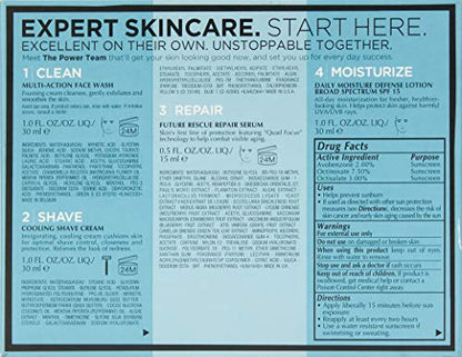 LAB SERIES Skincare for Men Set: Clean Multi-Action Face Waxh 1 fl oz, Shave Cooling Shave Crfeam  1 fl oz, Repair Furure Rescue Repair Serum  .5 fl oz, Moisturize Defense Lotion SPF 15  1 fl oz