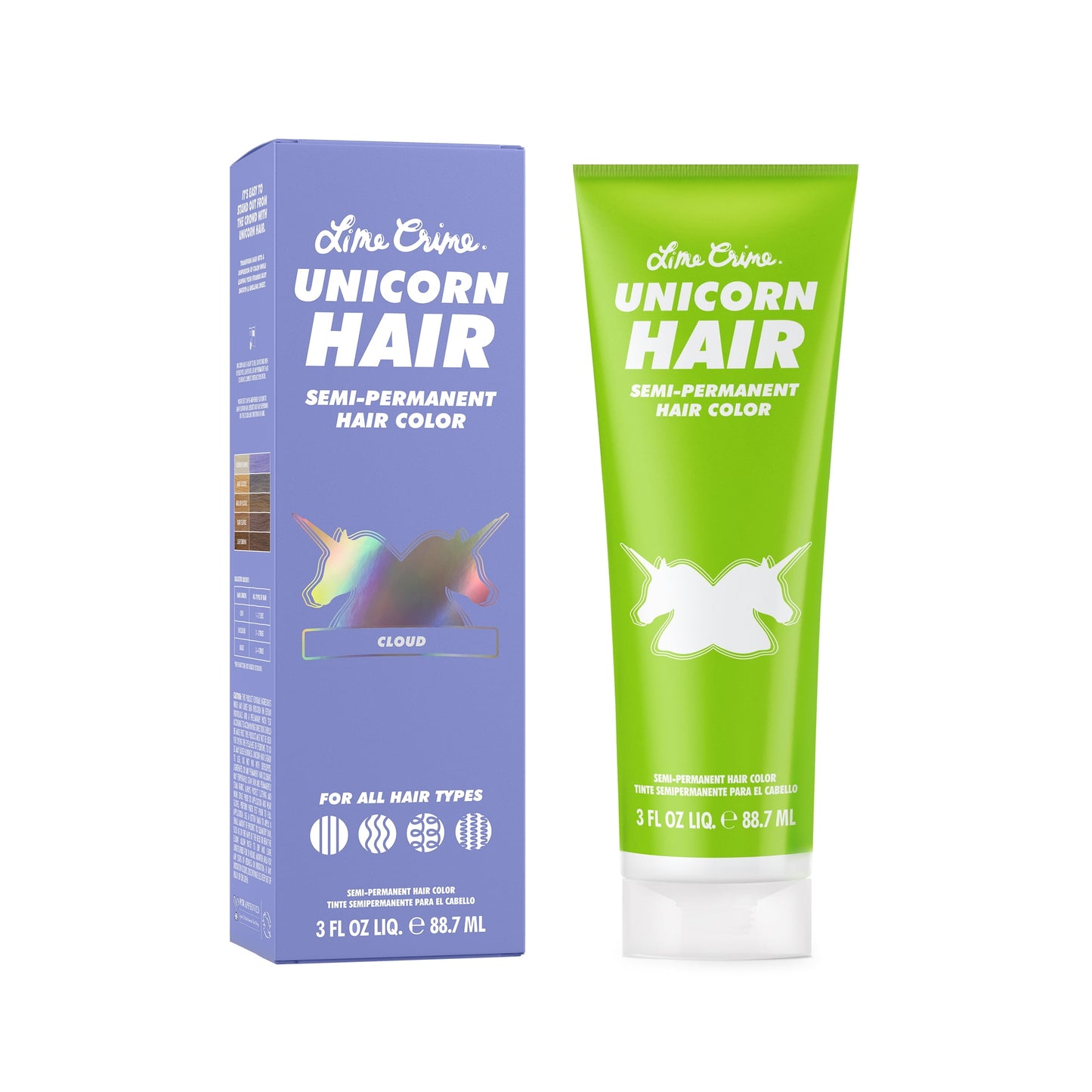 Lime Crime Unicorn Hair, Semi-Permanent Hair Color, Vegan, Full Coverage, Cloud, Unisex, 3.0 fl oz