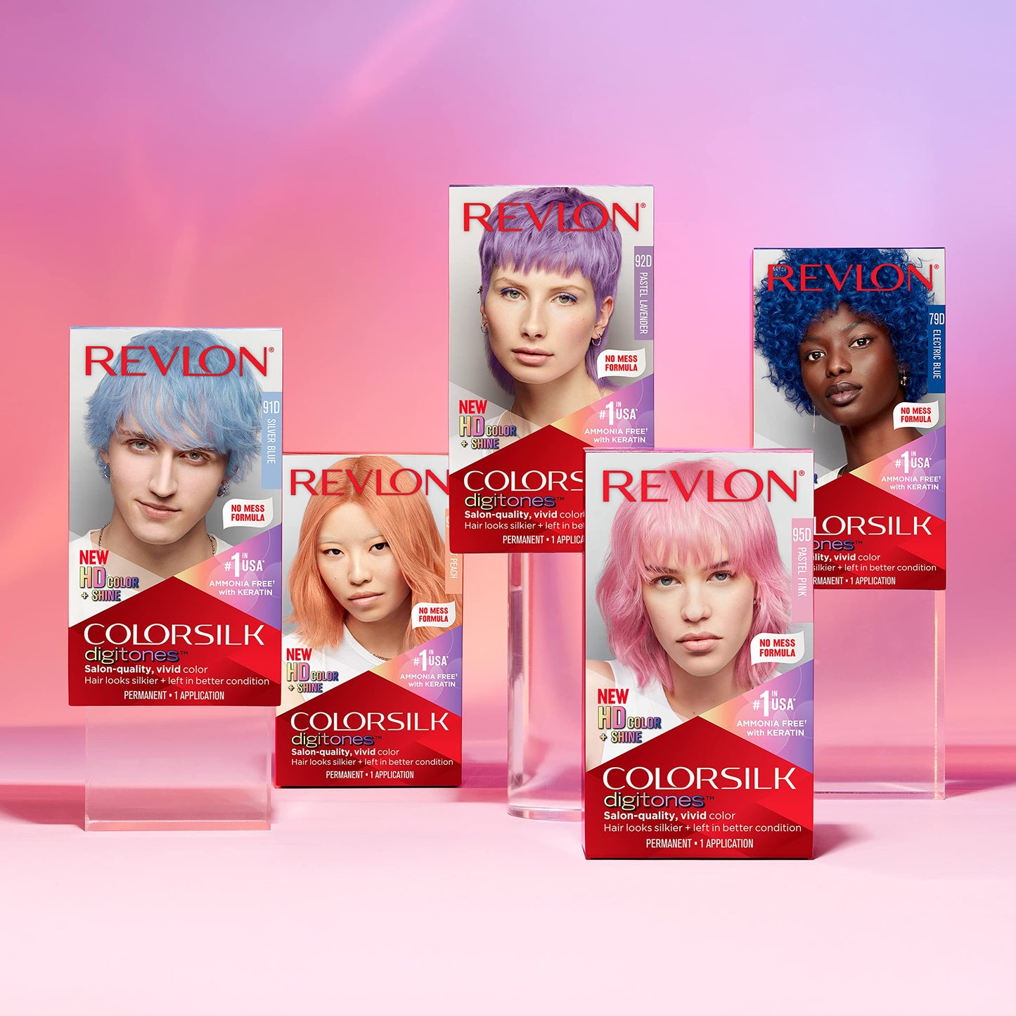Revlon Colorsilk Digitones Permanent Hair Color with Keratin, 91D Silver Blue