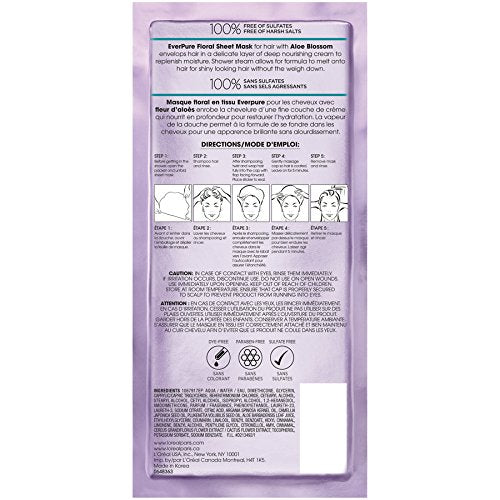 L'Oreal EverPure Deep Moisture HAIR SHEET MASK Steam Treatment