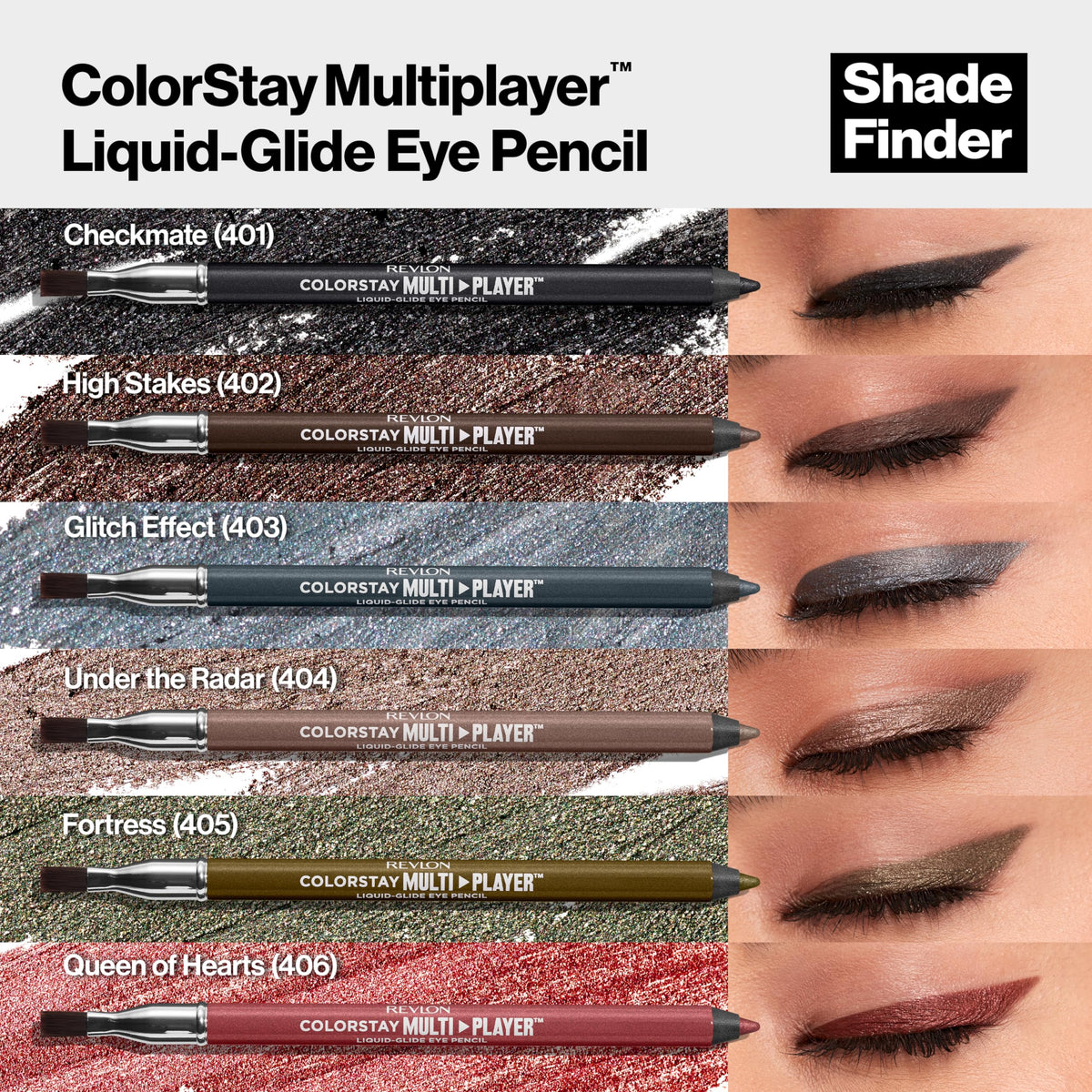Revlon ColorStay Multiplayer Liquid-Glide Eye Pencil, Waterproof Eye Liner, 406 Queen of Hearts, 0.03 oz