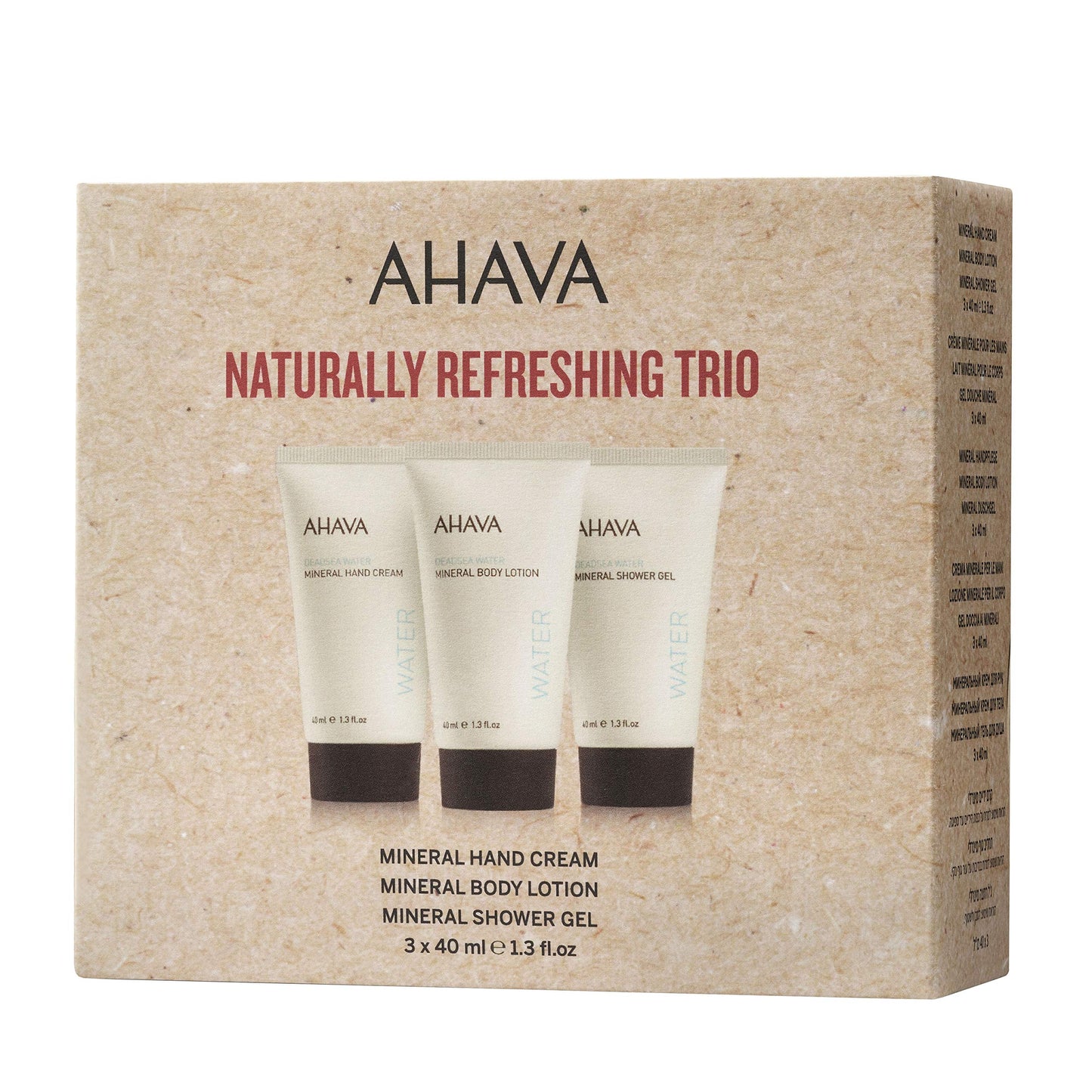 AHAVA Dead Sea Mineral Hand Cream, Body Lotion, and Shower Gel Travel Size Value Set