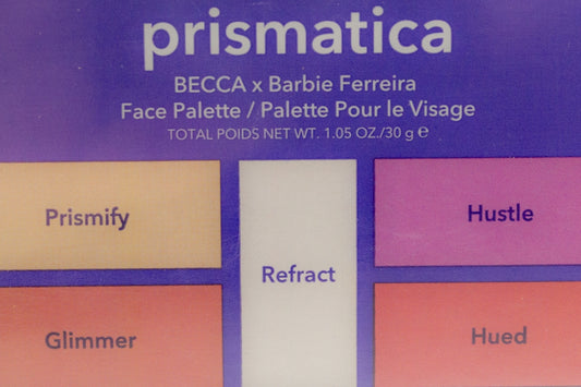 Becca BARBIE FERREIRA Prismatica Face Palette:  Prismify, Glimmer, Refract, Hustle, Hued   1.05 oz total  .42oz