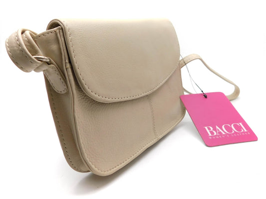 Bacci Genuine Leather Small Cross-Body Bag, Sand