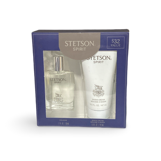 Stetson Spirit 2 Pc Gift Set: Cologne 1.7 Oz & Shave Cream 5 Oz