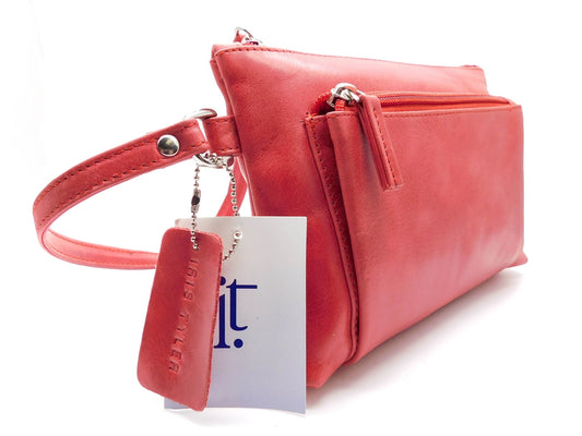 Iris Tyler Genuine Leather, Melissa Wristlet, Red