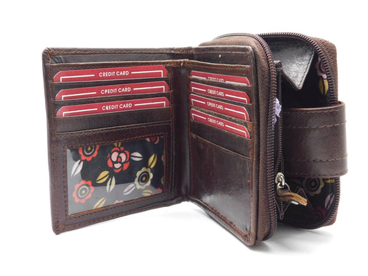 Iris Tyler Genuine Leather, Zippered Wallet, Brown
