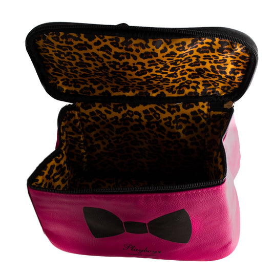 Playboy Vinyl TOTE, aprox 9"x5"x5", 100% Polyester Tiger Print Lining , Zippered Closure