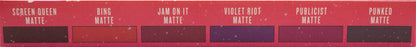 Smashbox Be Lengendary PUCKER UP Lipstick Palette:  Include: Screen Queen Matte, Bing Matte, Jam On It Matte, Violet Riot Matte, Publicist Matte, Punked Matte  .14oz