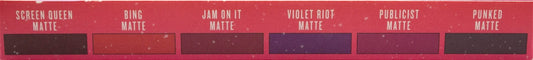 Smashbox Be Lengendary PUCKER UP Lipstick Palette:  Include: Screen Queen Matte, Bing Matte, Jam On It Matte, Violet Riot Matte, Publicist Matte, Punked Matte  .14oz