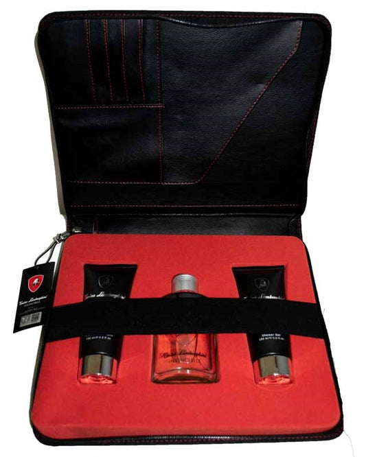 Tonino Lamborghini INVINCIBILE Gift Folio Set: Eau de Toilette  4.2 fl oz,  Shower Gel  5 fl oz, After Shave Balm 5 fl oz, Portfolio Case