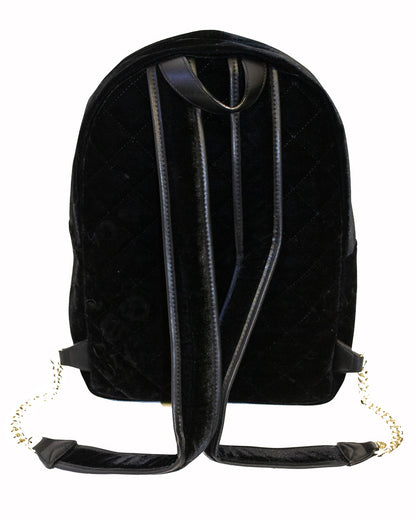 Victoria's Secret Black Velour Backpack with One Internal and One External Zippered Pockets