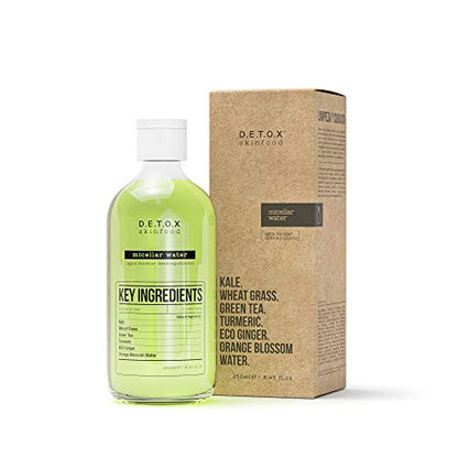 DETOX Skinfood Body Micellar Water. Kale, Wheat Grass, Green Tea, Tumeric, Olive Oil, Almond Oil, Bergamot Oil, Eco Ginger  8.45 fl oz