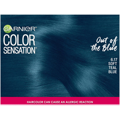 Garnier Color Sensation Hair Color Cream, 6.17 Out of the Blue (Soft Teal Blue), 1 kit
