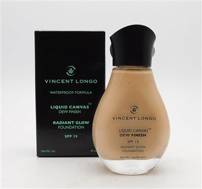 Vincent Longo Liquid Canvas Dew Finish Radiant Glow Foundation Waterproof Formula SPF 15 Porcelain 1 Oz.