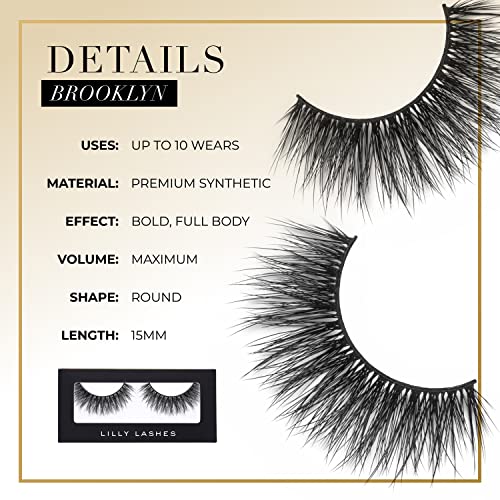 Lilly Lashes BROOKLYN Premium Synthetic Mink Lashes, One Pair