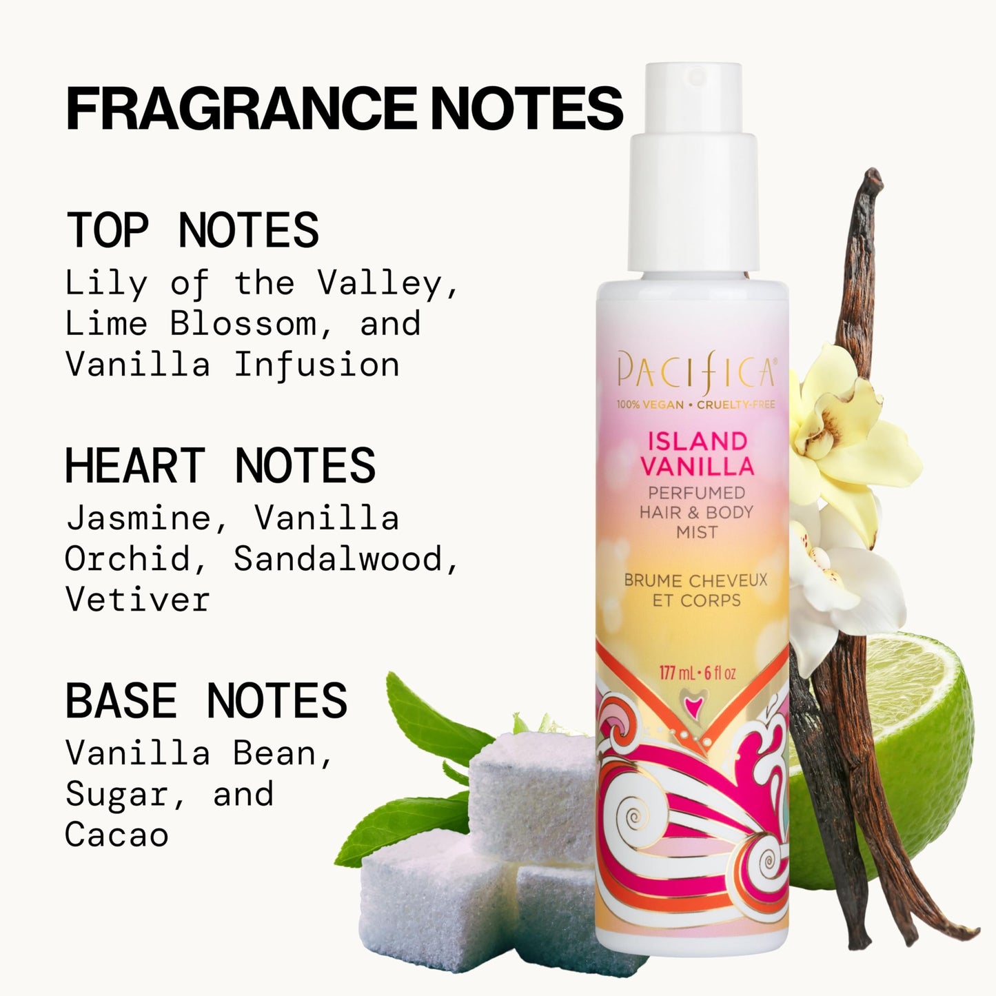 Pacifica Island Vanilla Perfumed Hair & Body Mist, 2 fl oz