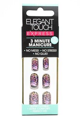 Elegant Touch Express 3 Minute Manicure  Floral Leopard: 24 Pre-Glued Nails